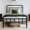 14Inch Metal Bed Frame,Twin Size Bed Frame with Upholstered Headboard,Heavy Duty Sturdy Mattress Foundation,Easy Assembly,No Box Spring Needed,Grey-Twin