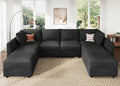 HONBAY Modular Sectional Sofa Couch with Storage, Modern U Shaped Sectional Sofa, Convertible Couches for Living Room - Linen Grey