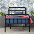 Zinus Florence Full Panel Metal Platform Bed Frame, Mattress Foundation, No Box Spring Needed, Easy Assembly, Black, Twin
