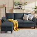 79" Convertible Sectional Sofa, Modern Linen Small L Shaped Couch with Reversible Chaise and Storage Ottoman, 3-Seat Sofa Couches for Living Room, Office, Apartment, Dark Grey