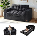 MAXYOYO Convertible Sofa Bed, Pull Out Loveseat Sleeper Sofa, 2 in 1 Folding Couch Bed, Fold Out Floor Couch with Pillows for Living Room Bedroom Lounge, Black