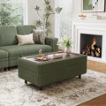 LINSY HOME Sectional Sleeper Sofa - Modular Ottoman Module (Green, Sleeper Sofa Ottoman) | Storage, Convertible, Coffee Table, Plush Corduroy