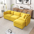 Setawix Deep 3 Seater Couch with Ottoman,112.2" L-Shaped Cloud Couches for Living Room,Chenille Cloud Sofa Couch with Deep Seat,Modular Sectional L Shape 3 Seat Sofa for Bedroom (Yellow, 3+1)
