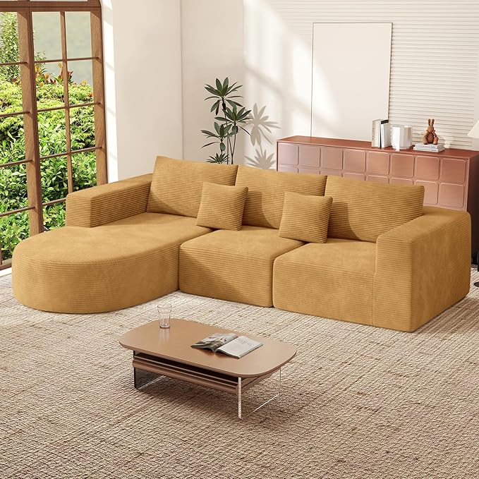 Boneless Couches for Living Room,Cloud Sectional Couch with L-Shape Chaise,Modern Modular Sofa with Deep Seat Upholstered Comfy Couches for Bedroom,No Assembly Required,1PCS