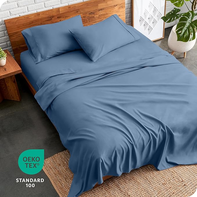 Bare Home Split King Sheet Set - 1800 Ultra-Soft Microfiber Bed Sheets - Double Brushed - Deep Pockets - Easy Fit - 5 Piece Set - Bedding Sheets & Pillowcases (Split King, Coronet Blue)