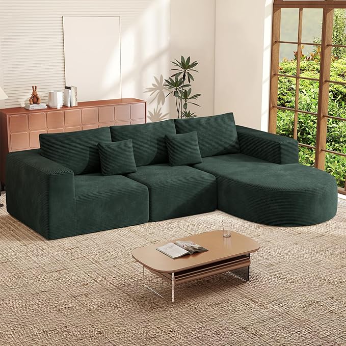 Boneless Couches for Living Room,Cloud Sectional Couch with L-Shape Chaise,Modern Modular Sofa with Deep Seat Upholstered Comfy Couches for Bedroom,No Assembly Required,1PCS