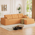 Ball & Cast 106" Cloud Sectional Couch, Compressed L-Shaped Sofa with Deep Seat Chaise, Boneless No Assembly Modular Couch, Foam & Spring Support, 2 Boxes (Right Facing, Chenille Orange)