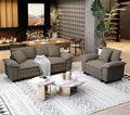 2 Piece Living Room Sofa Furniture Set, Chenille Modular Loveseat and Cloud Chair with Wider Armrest and Pillow, Oversized 3-Seat Modern Deep Sectional Couch for Apartmen, Smoky Grey