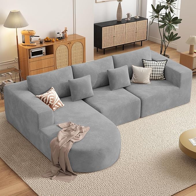 Boneless Couches for Living Room,Cloud Sectional Couch with L-Shape Chaise,Modern Modular Sofa with Deep Seat Upholstered Comfy Couches for Bedroom,No Assembly Required,1PCS