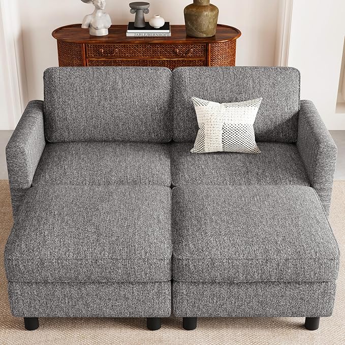 Belffin 58.3" Modular Sectional Sofa 4 Seats Sleeper Sofa Washable Sectional Couches for Living Room Comfy Couches with Storage Seat Couch Sofas with Chaise,Grey