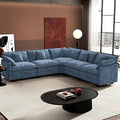 Ihanherry 114" V-Shaped Modern Sofa Modular Sectional Cloud Couch with Corner Section, 5-Seat Chenille Deep Seat Sofa with 5 Pillows for Living Room, Bedroom and Apartment, Blue