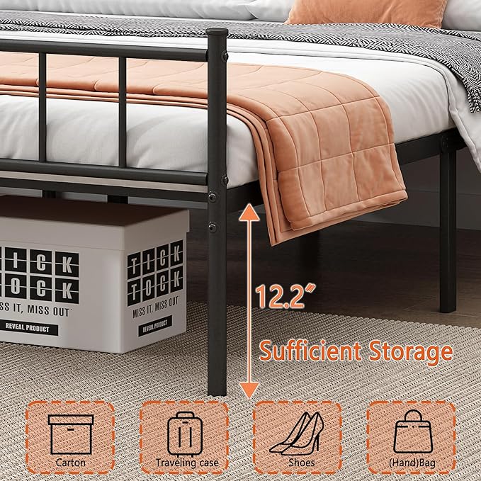 DIIYIV Twin Bed Frame-Classic Metal Platform Bed Frame,Mattress Foundation with Steel Slat Support,Under Foundation Storage,No Box Spring Needed, Easy Assembly, Twin Size
