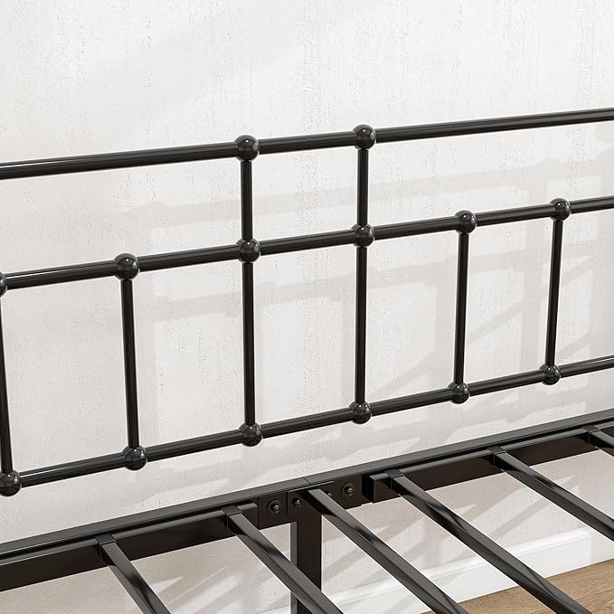 BOFENG Metal Daybed Frame Twin Size Platform Sofa Bed Day Bed with Strong Steel Slats Mattress Foundation Bedroom Furniture,Noise Free,Black