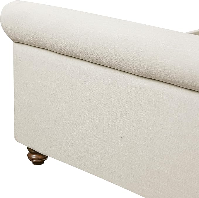 Christopher Knight Home Chenzi Linen Upholstered Queen Bed Frame with Headboard and Footboard, Wooden Platform Queen Size Bed Frame and Double-Layer Oval Legs, No Box Spring Needed, Beige