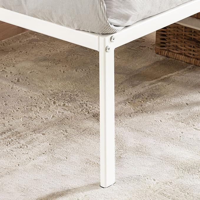 Best Price Mattress 16 Inch Metal Platform Bed Frame, Heavy Duty Steel Slats, White, King