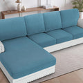 H.VERSAILTEX Sectional Couch Covers 4 Pieces Sofa Seat Cushion Covers L Shape Separate Cushion Couch Chaise Cover for Both Left/Right Sectional Couch (Seat Only: 1 Chaise + 3 Sofa, Storm Blue)