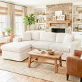 Shintenchi 105" Modular Sectional Sofa, Boneless L Shaped Couch with Deep Seat, Cloud Foam Couch with Oversized Chaise, Plush Corduroy Sofa No Assembly Needed for Living Room, Beige