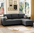 78" Sectional Sofa Couches for Living Room, Dark Grey Convertible L Shaped Couch with Storage Ottoman, Deep Seat Pet-Friendly Linen Fabric Sofa Set for Small Space, Apartment, Dorm