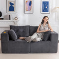 MAXYOYO Modular Sectional Sofa Couch, Loveseat Boneless Cloud Couch for Living Room, Sofa in A Box, Tufted Upholstered Cozy Chair with Cup Holders, No Assembly Required, Grey