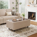 LINSY HOME Sectional Sleeper Sofa - Modular Ottoman Module (Beige, Sleeper Sofa Ottoman) | Storage, Convertible, Coffee Table, Plush Corduroy