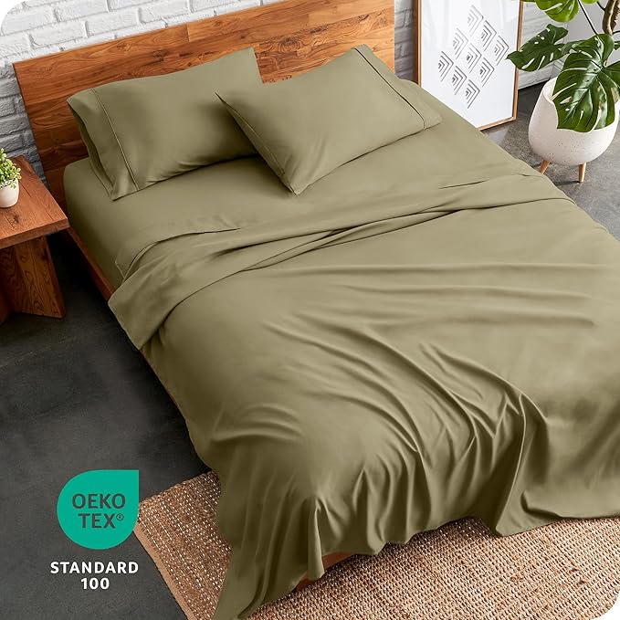 Bare Home Twin Sheet Set - 1800 Ultra-Soft Microfiber Twin Bed Sheets - Double Brushed - Deep Pockets - Easy Fit - 3 Piece Set - Bedding Sheets & Pillowcases (Twin, Olive)