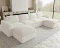 Belffin Boneless Cloud Modular Sectional Sofa with Deep Seat Plush Corduroy U Shaped Cloud Sectional Couches for Living Room No Assembly Required. Beige Couch