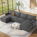 Vesgantti 142" U Shaped Sectional Couch, Comfy Cloud Modular Sectional Sofa with 2 Ottoman Deep Seat Chenille Modern Cloud Sofa, Modular Sofas for Living Room, Bedroom and Apartment, Gray