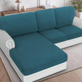 H.VERSAILTEX Sectional Couch Covers 3 Pieces Sofa Seat Cushion Covers L Shape Separate Cushion Couch Chaise Cover for Both Left/Right Sectional Couch (Seat Only: 1 Chaise + 2 Sofa, Deep Teal)
