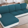 H.VERSAILTEX Sectional Couch Covers 1 Piece Chaise Slipcover L Shape Separate Cushion Couch Cover for Both Left/Right Sectional Couch (Seat Only: 1 Chaises, Deep Teal)