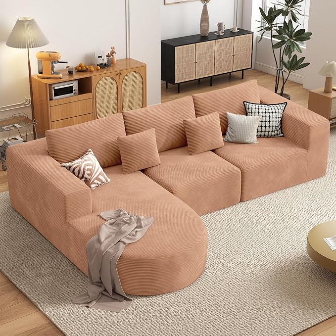Boneless Couches for Living Room,Cloud Sectional Couch with L-Shape Chaise,Modern Modular Sofa with Deep Seat Upholstered Comfy Couches for Bedroom,No Assembly Required,1PCS