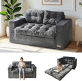 MAXYOYO Convertible Sofa Bed, Pull Out Loveseat Sleeper Sofa, 2 in 1 Folding Couch Bed, Fold Out Floor Couch with Pillows for Living Room Bedroom Lounge, Dark Grey