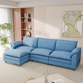 118.9'' L Shaped Sectional Couch, Modular Cloud Sofa with Deep Seat & Double Layer Cushion, Modern Chenille Sofa Couches with Movable Ottoman for Living Room & Appartment (Dark Blue, L Shaped Sofa)