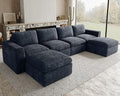 Belffin Boneless Cloud Modular Sectional Sofa with Deep Seat Plush Corduroy U Shaped Cloud Sectional Couches for Living Room No Assembly Required. Grey Couch
