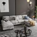 Furniwell Convertible Sectional Sofa Couch, 4 Seat Sofa Set for Living Room U-Shaped Modern Fabric Modular Sofa Sleeper with Double Chaise & Memory Foam (Fabric, Grey)