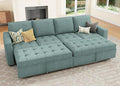 HONBAY Modular Sectional Sleeper Sofa with Pull Out Couch Bed, Convertible Sectional Couches for Living Room,Blue