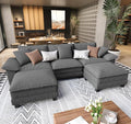 U Shaped Modular Cloud Couch, 123.6'' Comfy Corduroy Sectional Sofa with Wider Armrest and Ottoman, Upholstered 5-Seat Modern Deep Seat for Bedroom Living Room, Grey