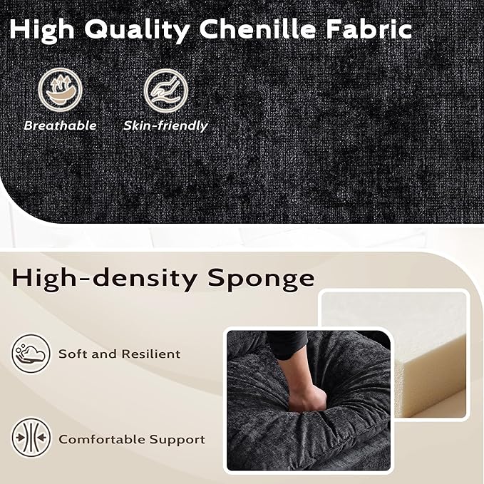 138" Modular Sectional Couch, U Shaped Comfy Cloud Couch with Ottoman and Throw Pillows, Modern Chenille Sofa Sleeper Deep Seat Sofa Couched for Living Room,Apartment(Grey)
