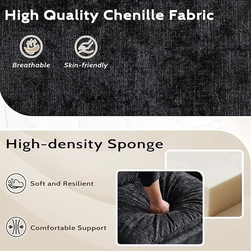 138" Modular Sectional Couch, U Shaped Comfy Cloud Couch with Ottoman and Throw Pillows, Modern Chenille Sofa Sleeper Deep Seat Sofa Couched for Living Room,Apartment(Grey)