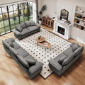 PHI VILLA Cloud Modular Couches Sets, 3 Pieces Large Sectional Sofa Set with Loveseats, 7-Seater Upholstered Couch for Living Room, Corduroy, Grey