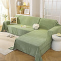 OstepDecor Sectional Couch Covers 2 Pieces, L Shaped Couch Cover Blanket, Sectional Sofa Cover Washable, Chaise Lounge Sofa Slipcovers Furniture Protector for Dogs (71"x118"+91"x134", Green)