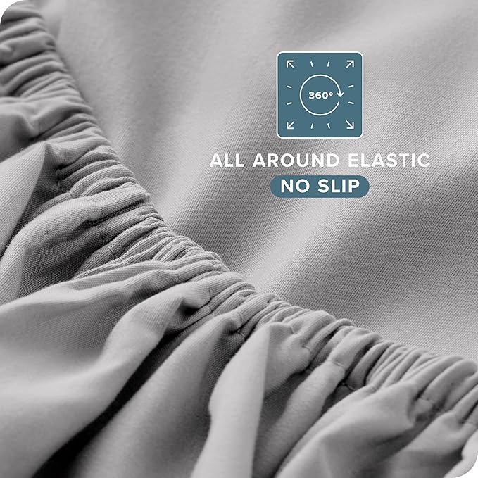 Bare Home Split California King Sheet Set - 1800 Ultra-Soft Microfiber Bed Sheets - Double Brushed - Deep Pockets - Easy Fit - 5 Piece Set - Bed Sheets (Split Cal King, Light Grey)