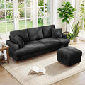 87" L shape Corduroy Couch, Sofa No Tool Assembly, Comfy Couches for Living Room 21in Deeper Seats, Corduroy Sofas for Living Room with 2 Pillows, Oversized Loveseat Sofa, Boho Love Seat, Black | Comfy Corduroy, Oversized 87in Couch, 850LB Tough, Tool-...