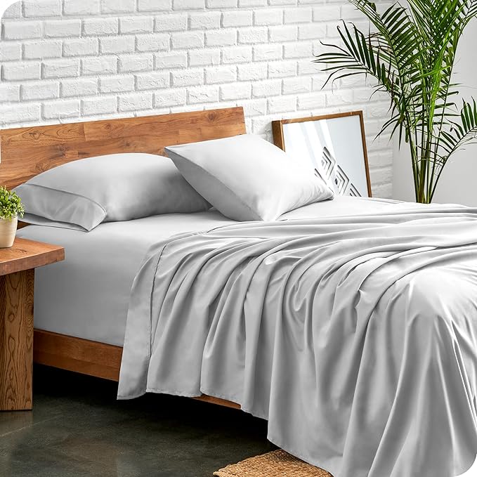 Bare Home Split California King Sheet Set - 1800 Ultra-Soft Microfiber Bed Sheets - Double Brushed - Deep Pockets - Easy Fit - 5 Piece Set - Bed Sheets (Split Cal King, Cloud Grey)
