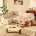 107" Sleeper Sofa, Set of Modular Pieces with Pull Out Bed, U Shaped Sectional Couch with Storage, Extra Wide&Deep Seat Couches for Living Room, Removable Sofa Cover, Chenille-Flat White