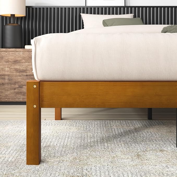 Zinus Ellie 14 Inch Twin Bamboo Platform Bed Frame, Wood Slat Support, No Box Spring Needed, Easy Assembly, Brown