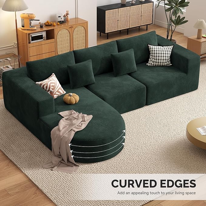 Boneless Couches for Living Room,Cloud Sectional Couch with L-Shape Chaise,Modern Modular Sofa with Deep Seat Upholstered Comfy Couches for Bedroom,No Assembly Required,1PCS
