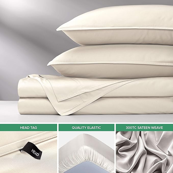 Pure Bamboo Twin XL Sheets, Genuine 100% Organic Viscose Derived from Bamboo Bed Sheet Set, Luxuriously Soft & Cooling, Double Stitching, 2 Year Quality Promise (Twin XL, Ivory)
