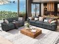 Sofa and Loveseat Set, Oversized Chenille Modular Love seat and 3-Seat Couch with Pillows, 2 Piece Modern Cloud Sectional Deep Seat Sofa Furniture Set for Living Room, Cyan