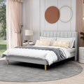 AGARTT Upholstered Platform Bed Frame Queen Size with Headboard and Footboard/Wooden Slats Support/No Box Spring Needed/Easy Assembly,Light Grey Linen