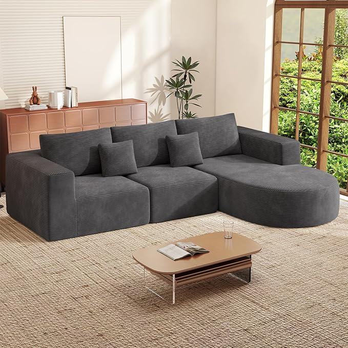 Boneless Couches for Living Room,Cloud Sectional Couch with L-Shape Chaise,Modern Modular Sofa with Deep Seat Upholstered Comfy Couches for Bedroom,No Assembly Required,1PCS